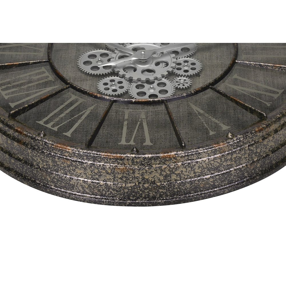 Clocks, 24"" Round, Gear Mechanism, Wall Clock, Grey, Transitional