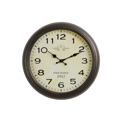 Clocks, 16"" Round, Wall Clock, Antique Brown, Transitional