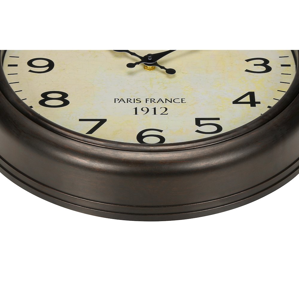 Clocks, 16"" Round, Wall Clock, Antique Brown, Transitional