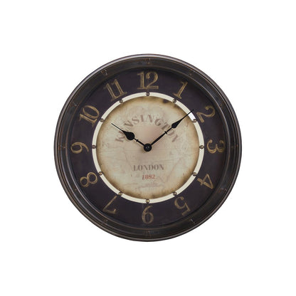 Clocks, 16"" Round, Wall Clock, Antique Brown, Transitional