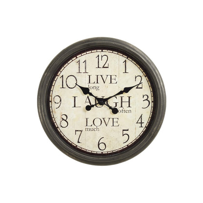 Clocks, 16"" Round, Wall Clock, Antique Brown, Transitional