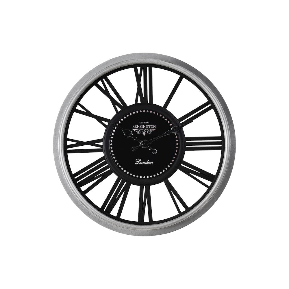 Clocks, 16"" Round, Wall Clock, Silver, Black, Transitional