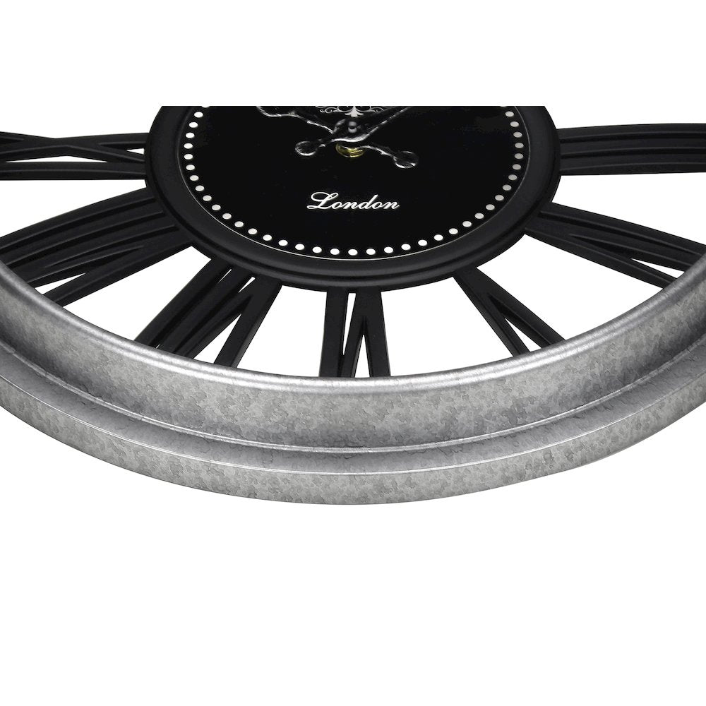 Clocks, 16"" Round, Wall Clock, Silver, Black, Transitional
