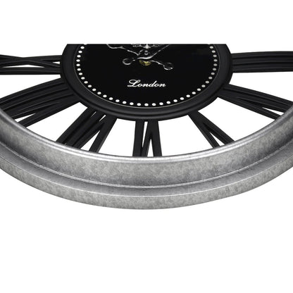 Clocks, 16"" Round, Wall Clock, Silver, Black, Transitional