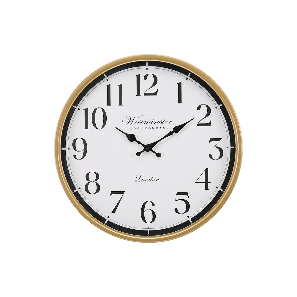 Clocks, 16"" Round, Wall Clock, Gold Frame, Transitional