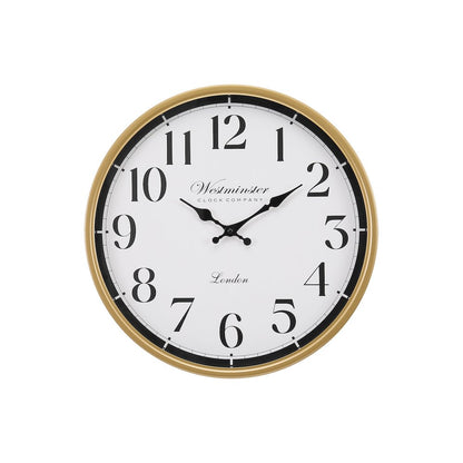 Clocks, 16"" Round, Wall Clock, Gold Frame, Transitional