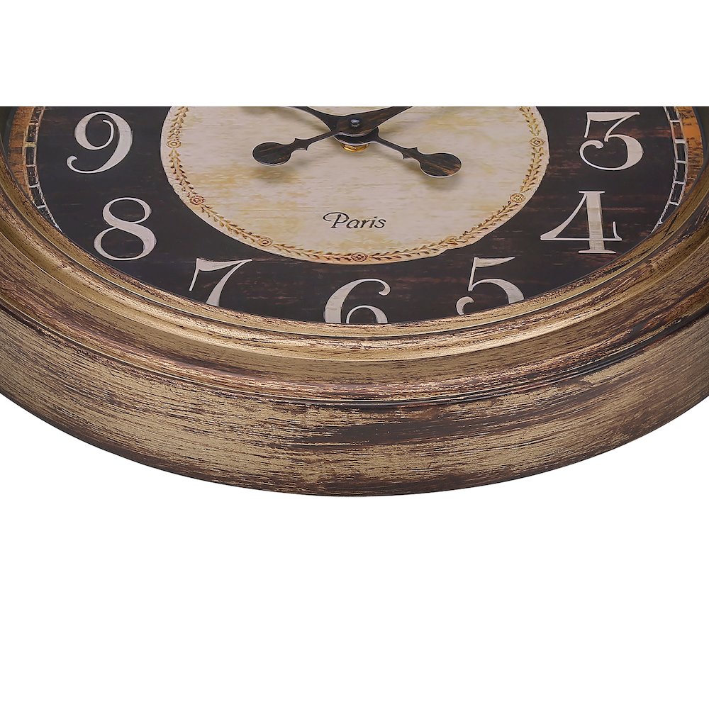 Clocks, 18"" Round, Wall Clock, Antique Brown, Traditional
