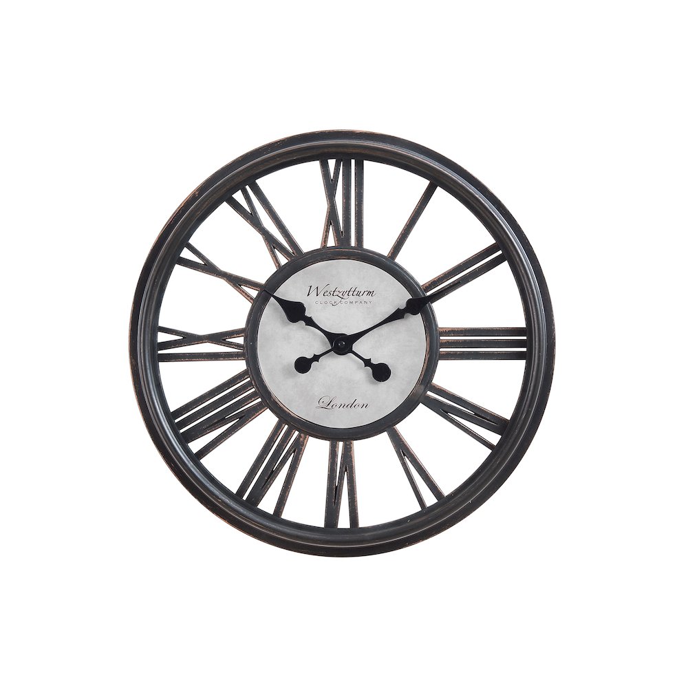Clocks, 18"" Round, Wall Clock, Antique Black, Transitional