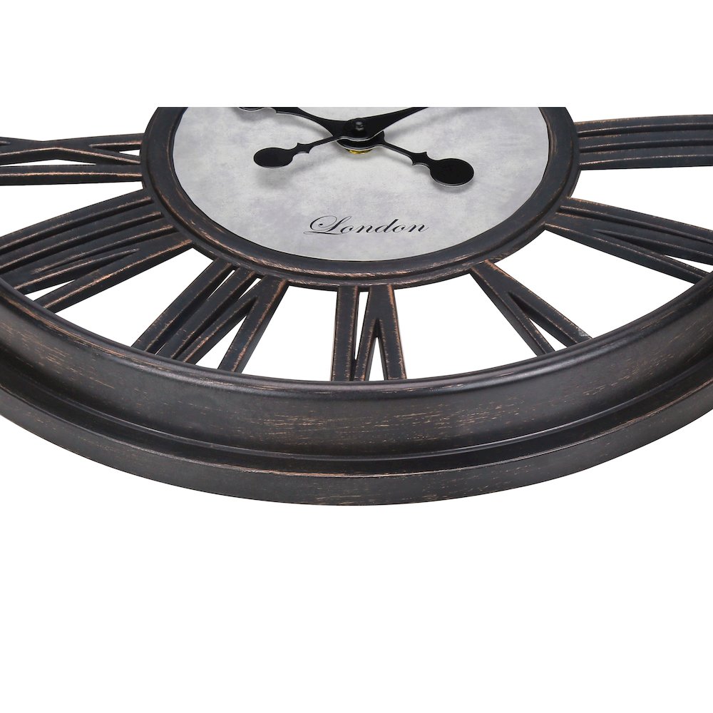 Clocks, 18"" Round, Wall Clock, Antique Black, Transitional