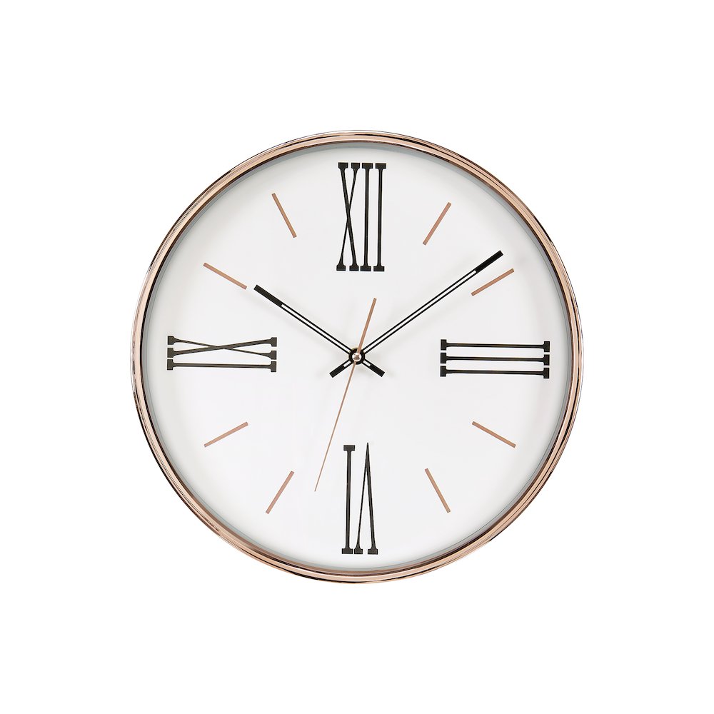 Clocks, 14"" Round, Wall Clock, Gold Frame, Transitional