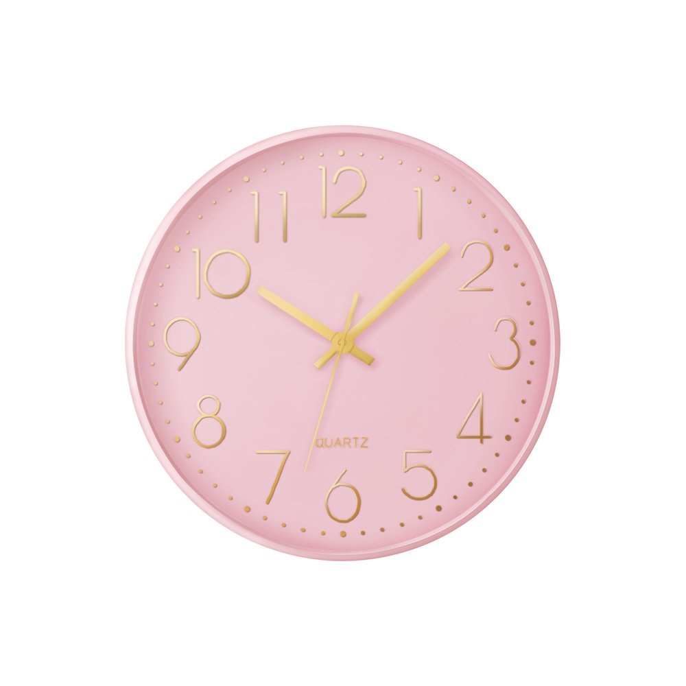 Clocks, 12"" Round, Wall Clock, Pink Face, Pink Frame, Contemporary, Modern