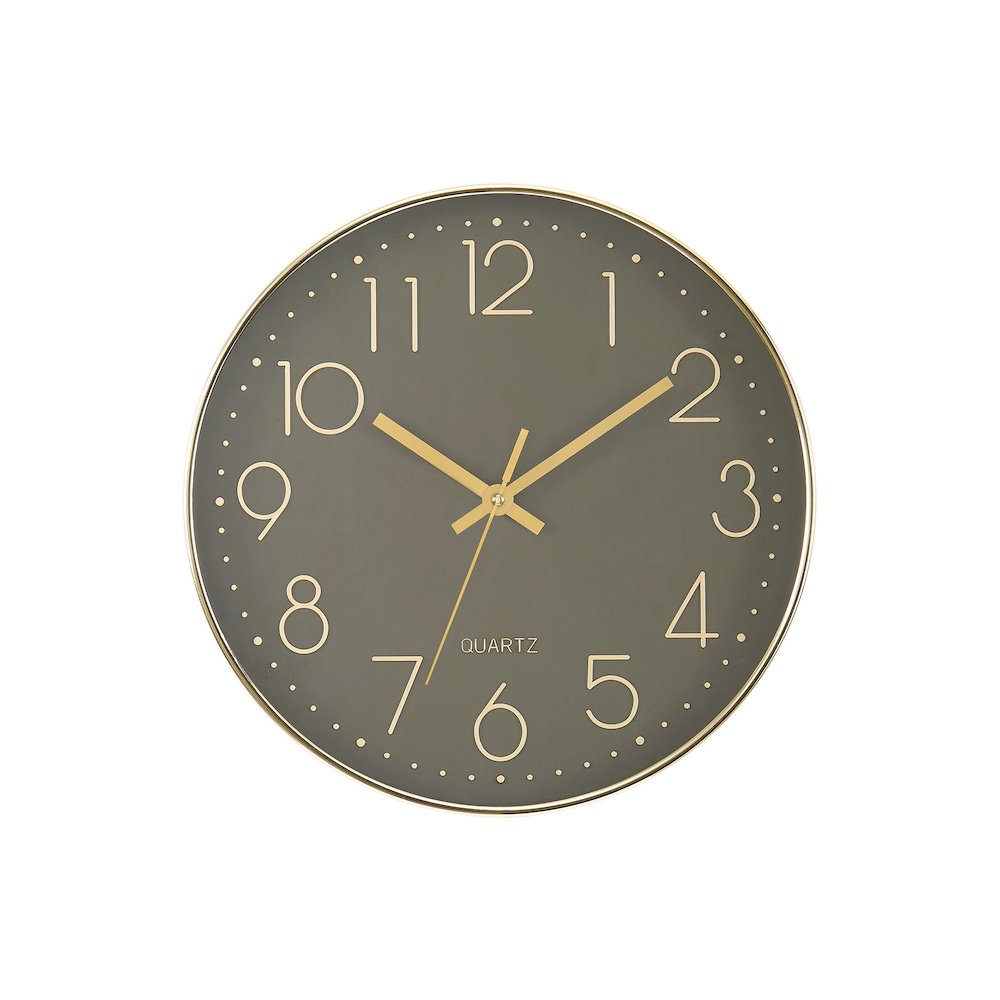 Clocks, 12"" Round, Wall Clock, Dark Bronze Face, Gold Frame