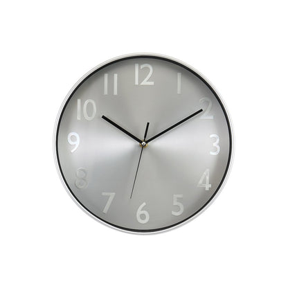 Clocks, 12"" Round, Wall Clock, Silver Face, Silver Frame, Contemporary, Modern