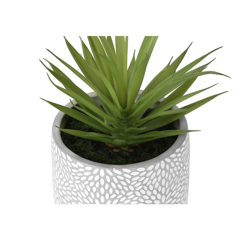 Artificial Plant, Set Of 2, 9"" Tall, Succulent, White Cement Pots