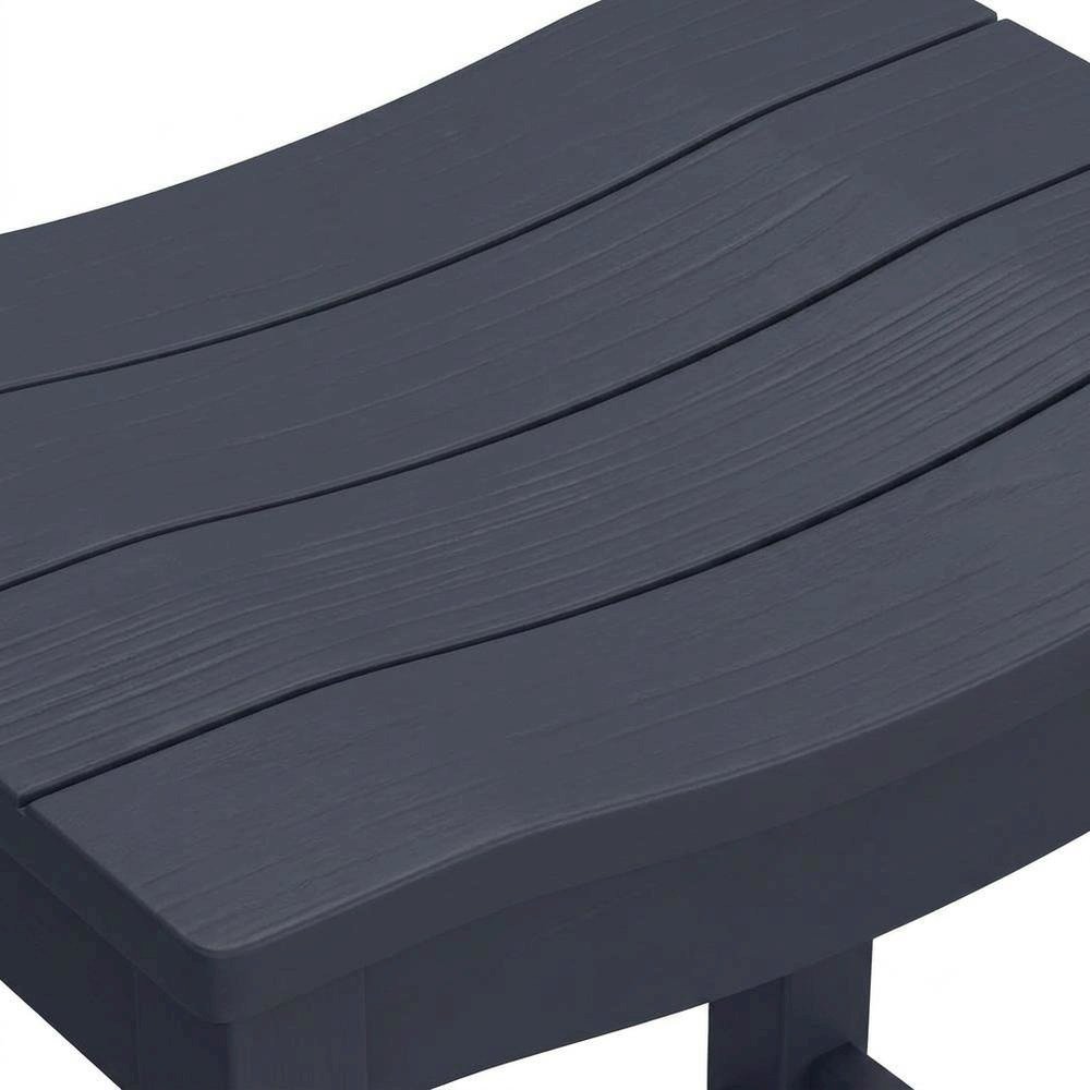 Wooden Backless Bar Height Stool with Footrest for Kitchen Island, Navy