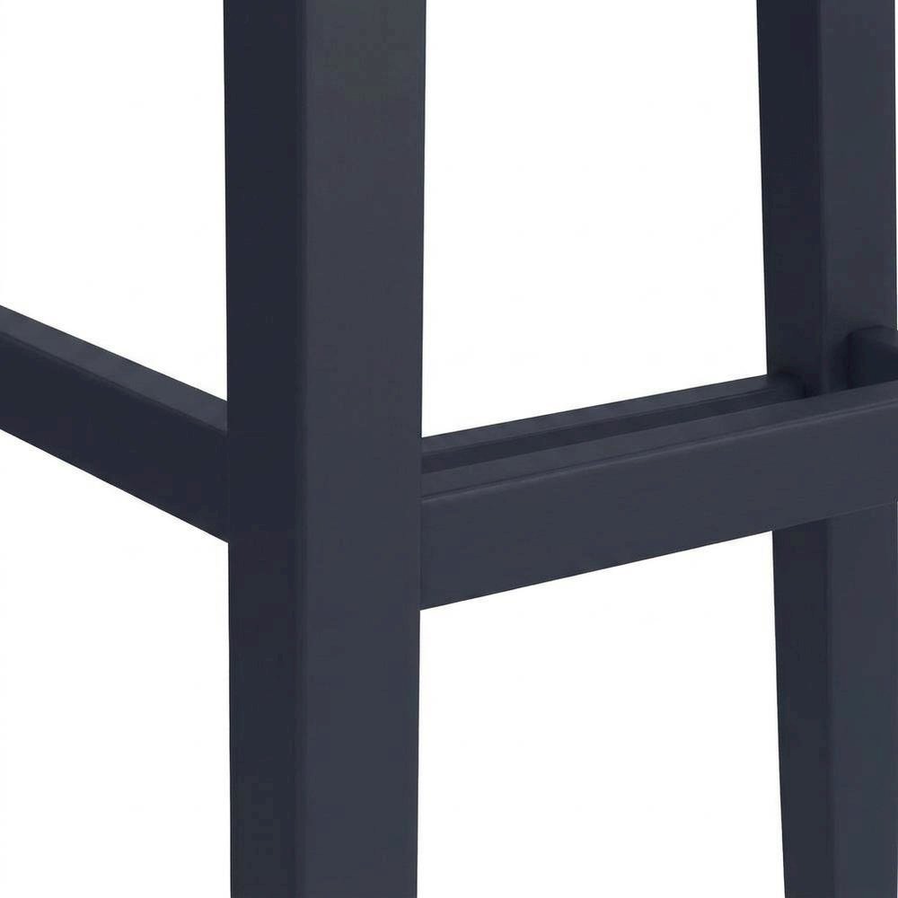 Wooden Backless Bar Height Stool with Footrest for Kitchen Island, Navy
