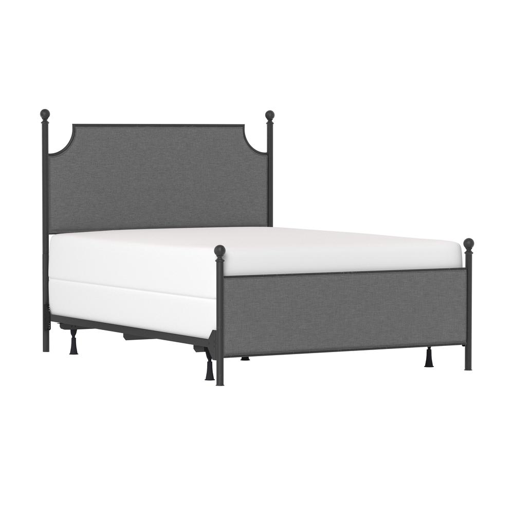 Metal Bed Frame with Gray Fabric and Queen Size Headboard and Frame