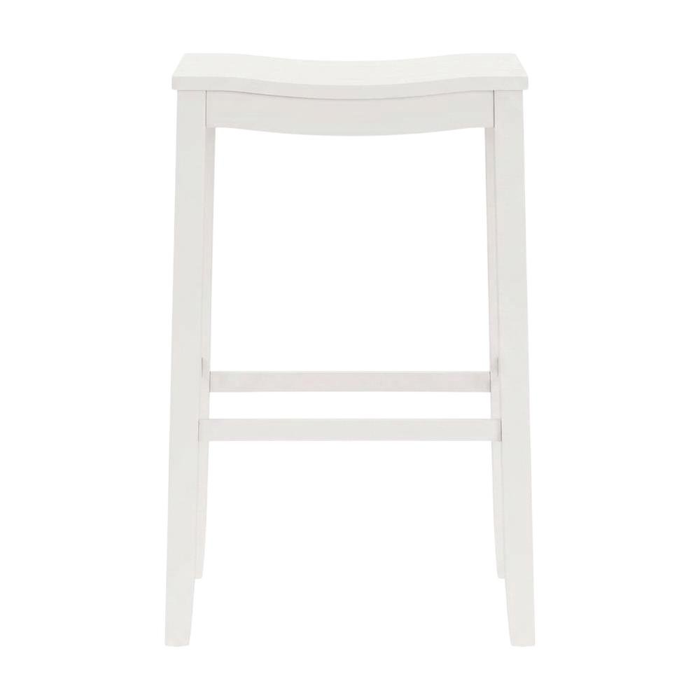 Wooden Backless Bar Stool with Footrest, Wood Bar Stools, White