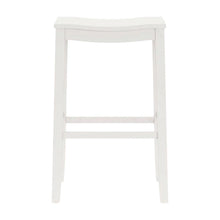 Wooden Backless Bar Stool with Footrest, Wood Bar Stools, White