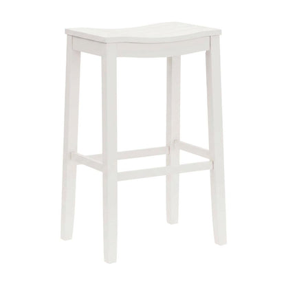 Wooden Backless Bar Stool with Footrest, Wood Bar Stools, White