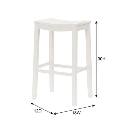 Wooden Backless Bar Stool with Footrest, Wood Bar Stools, White
