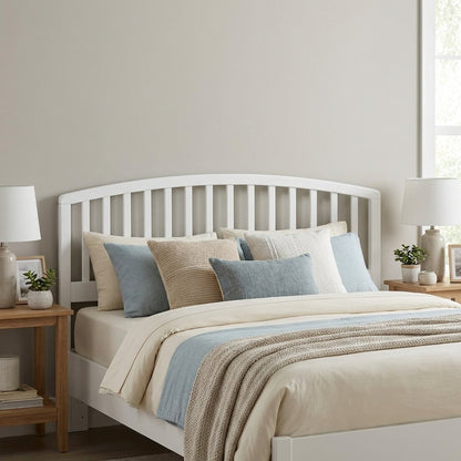 White Wood Full/Queen Headboard, Rectangular Farmhouse Design, Pine Construction