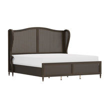 Brown Wooden Platform Frame with King Headboard in Oiled Bronze Finish
