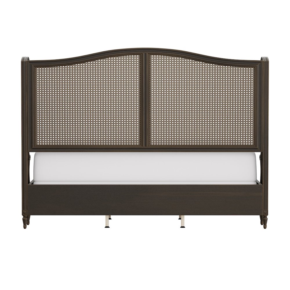 Brown Wooden Platform Frame with King Headboard in Oiled Bronze Finish