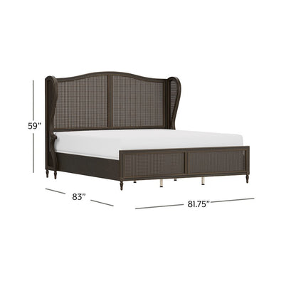Brown Wooden Platform Frame with King Headboard in Oiled Bronze Finish