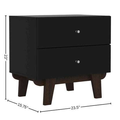Black Nightstand Side Table with Drawers for Bedroom or Living Spaces