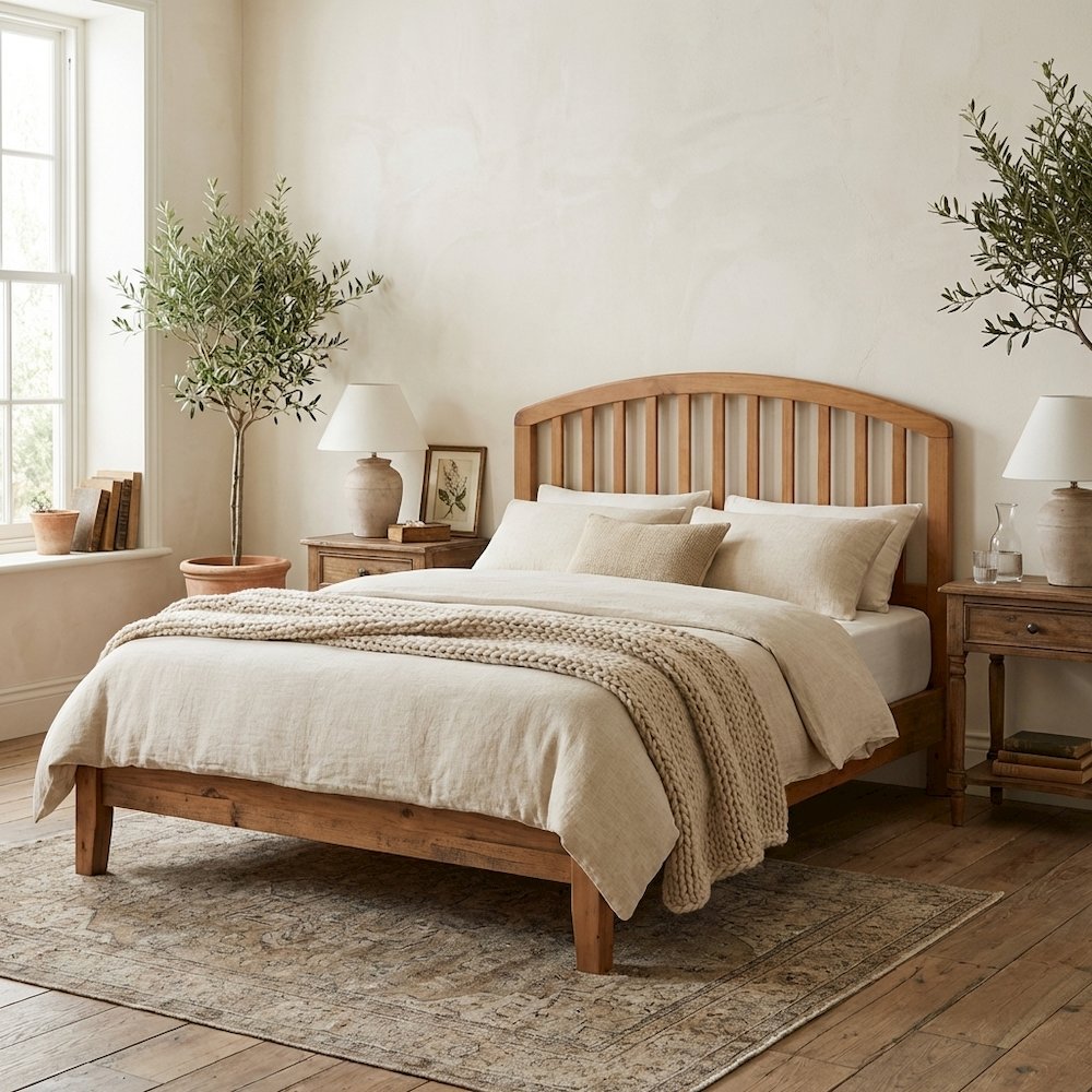 Brown Country Pine Twin Headboard Wood Construction Farmhouse Style