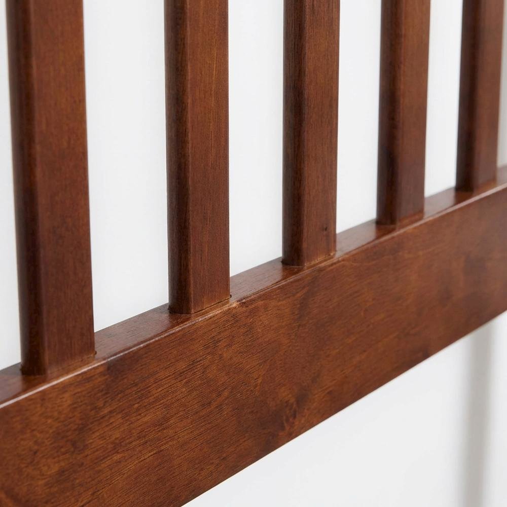 Walnut Wood Twin Headboard with Farmhouse Style and Rectangular Design