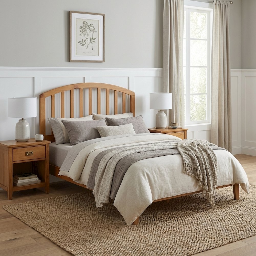 Brown Country Pine Twin Headboard Wood Construction Farmhouse Style