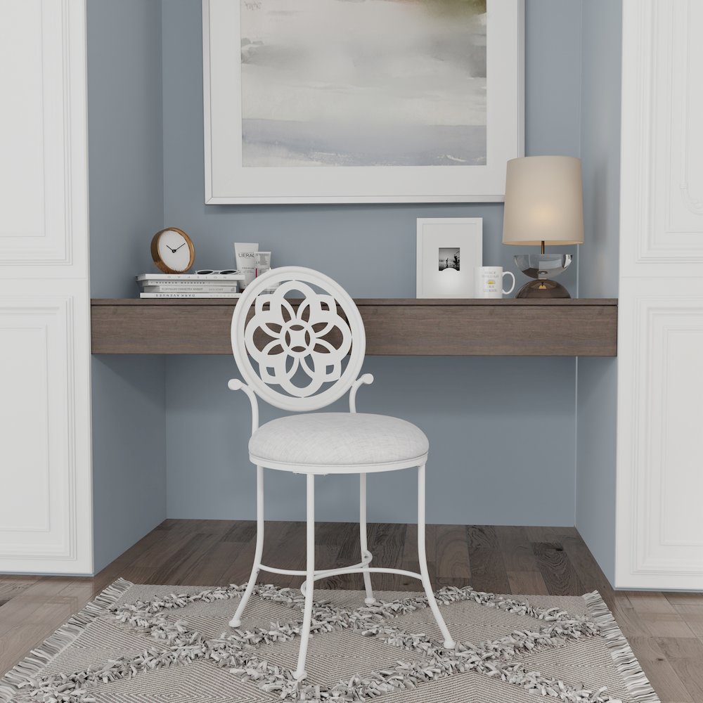 Marsala Metal Vanity Stool, Off White