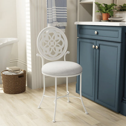 Marsala Metal Vanity Stool, Off White
