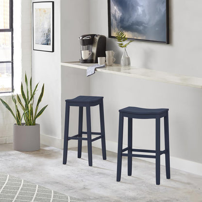 Fiddler Wood Backless Bar Height Stool, Navy