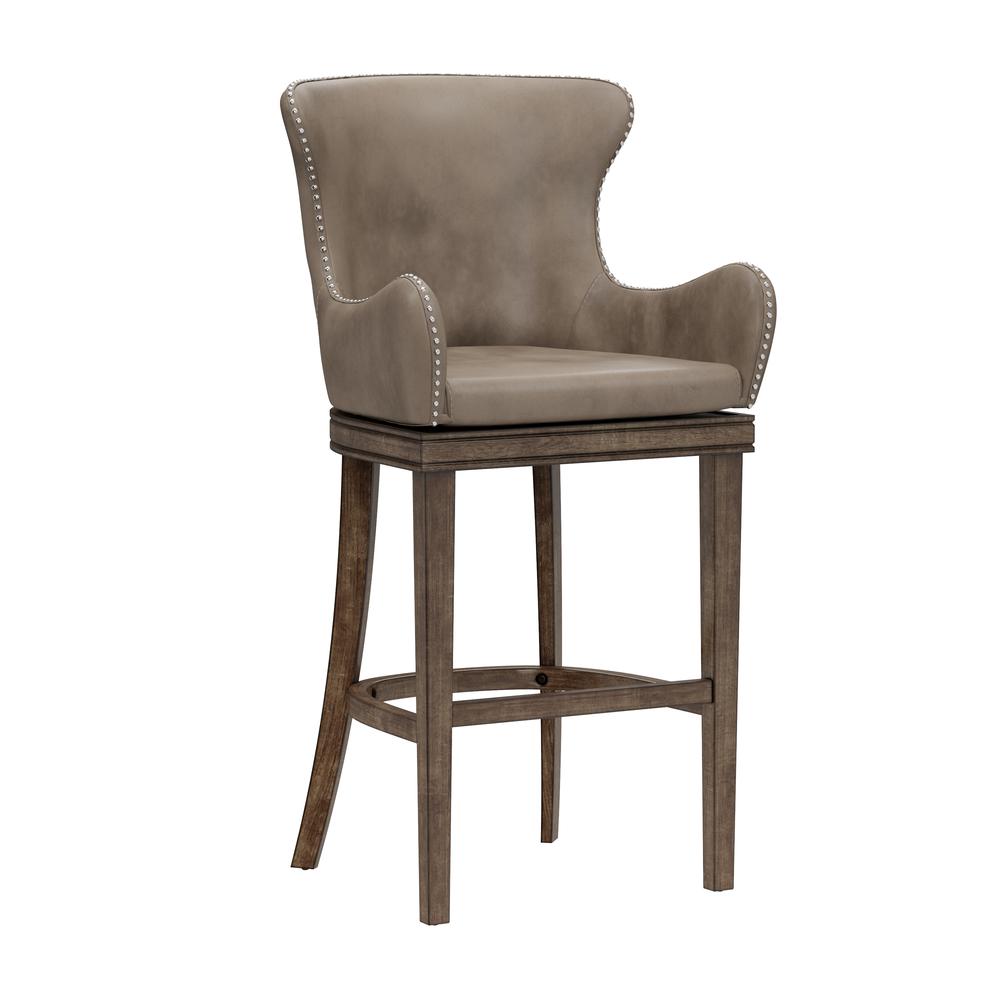 Caydena Wood Bar Height Return Swivel Stool, Smoke Brown