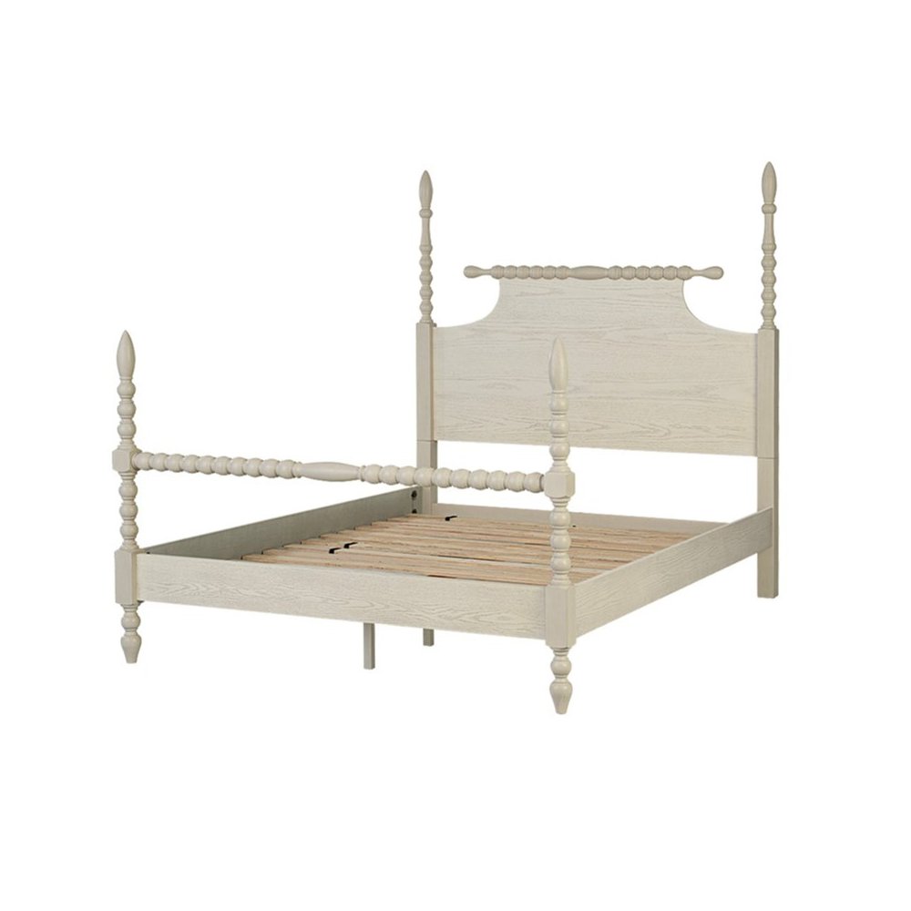 Beckett Turned Wood Spindle Bed, Antique Cream color, Full