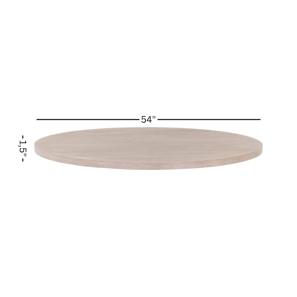 Gray Round Dining Table Top 54 Inches, Acacia Wood Veneer, MDF