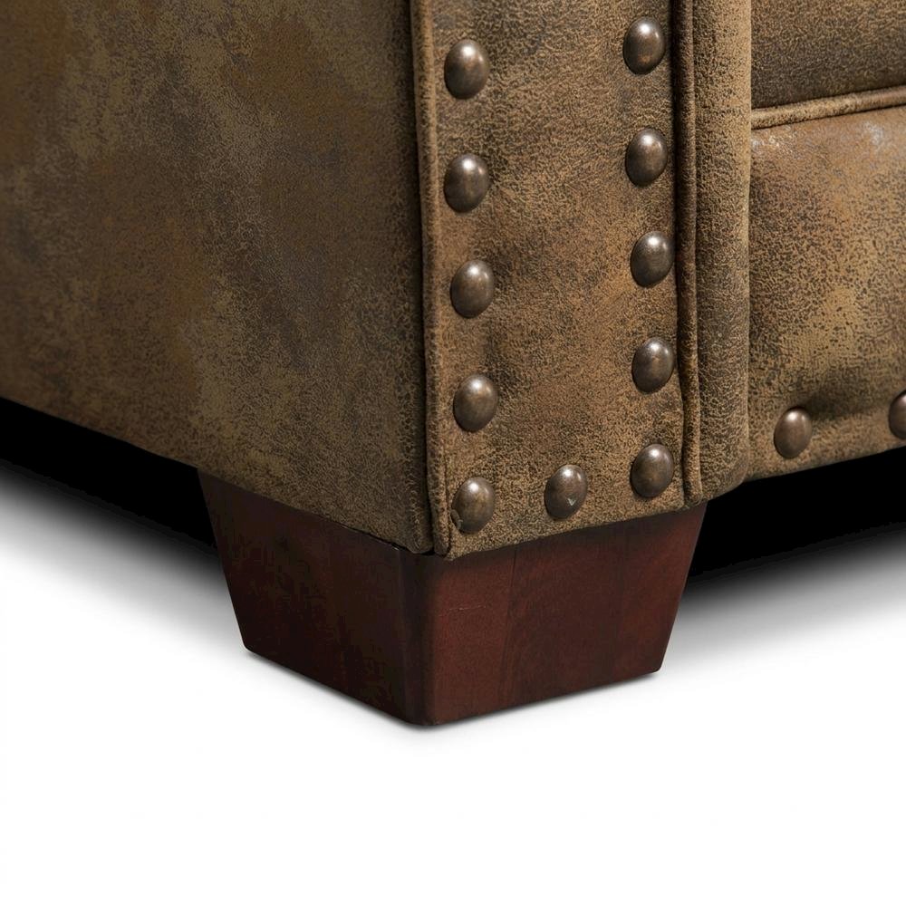 Cotton Microfiber Accent Armchair with Rustic Wooden Log Frame for Living Room