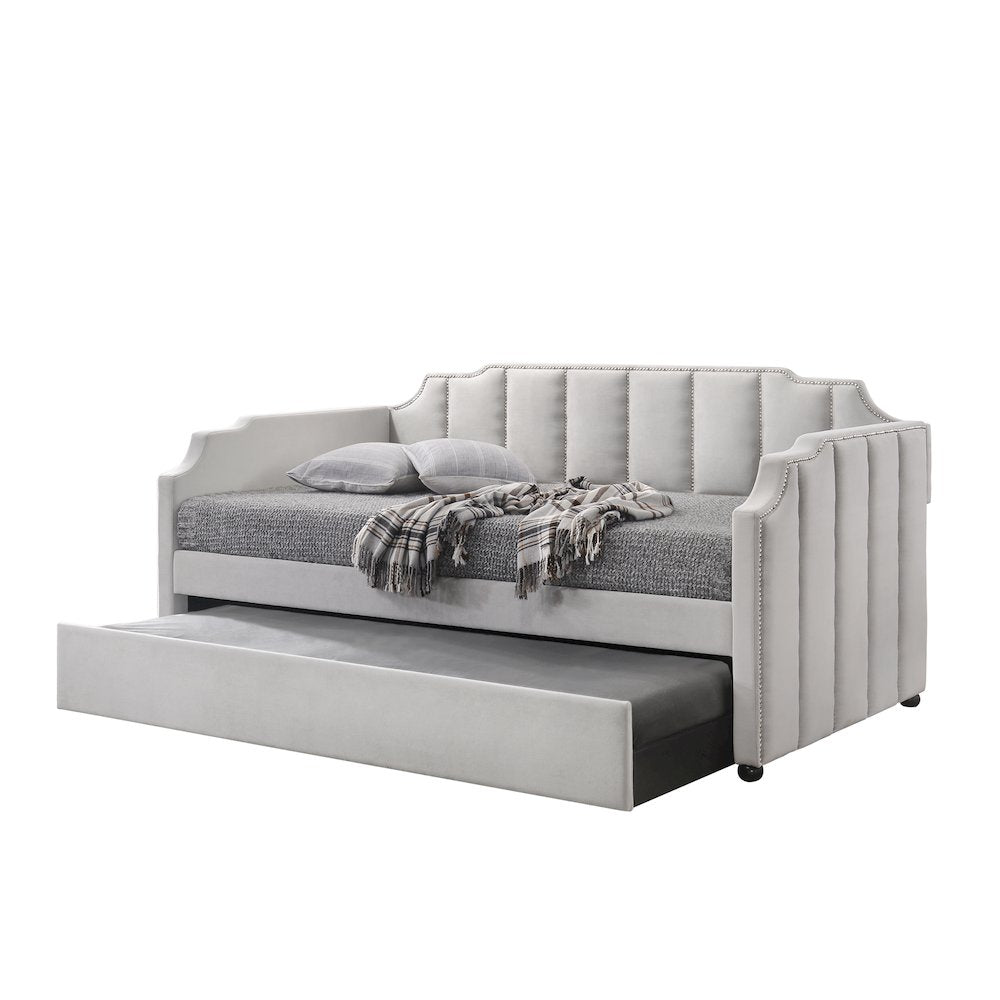 Peridot Daybed w/Trundle (Twin), Dove Gray Velvet