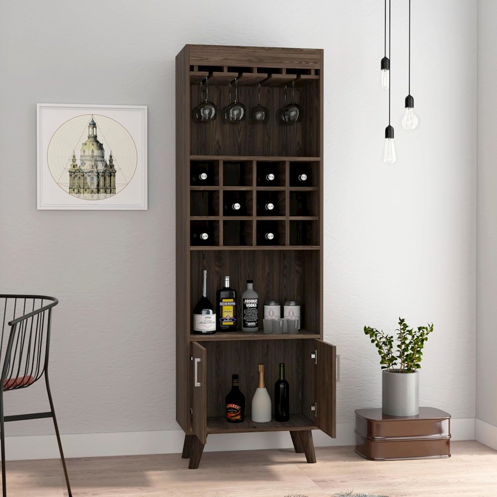 Oslo Bar Cabinet Dark Walnut MDF