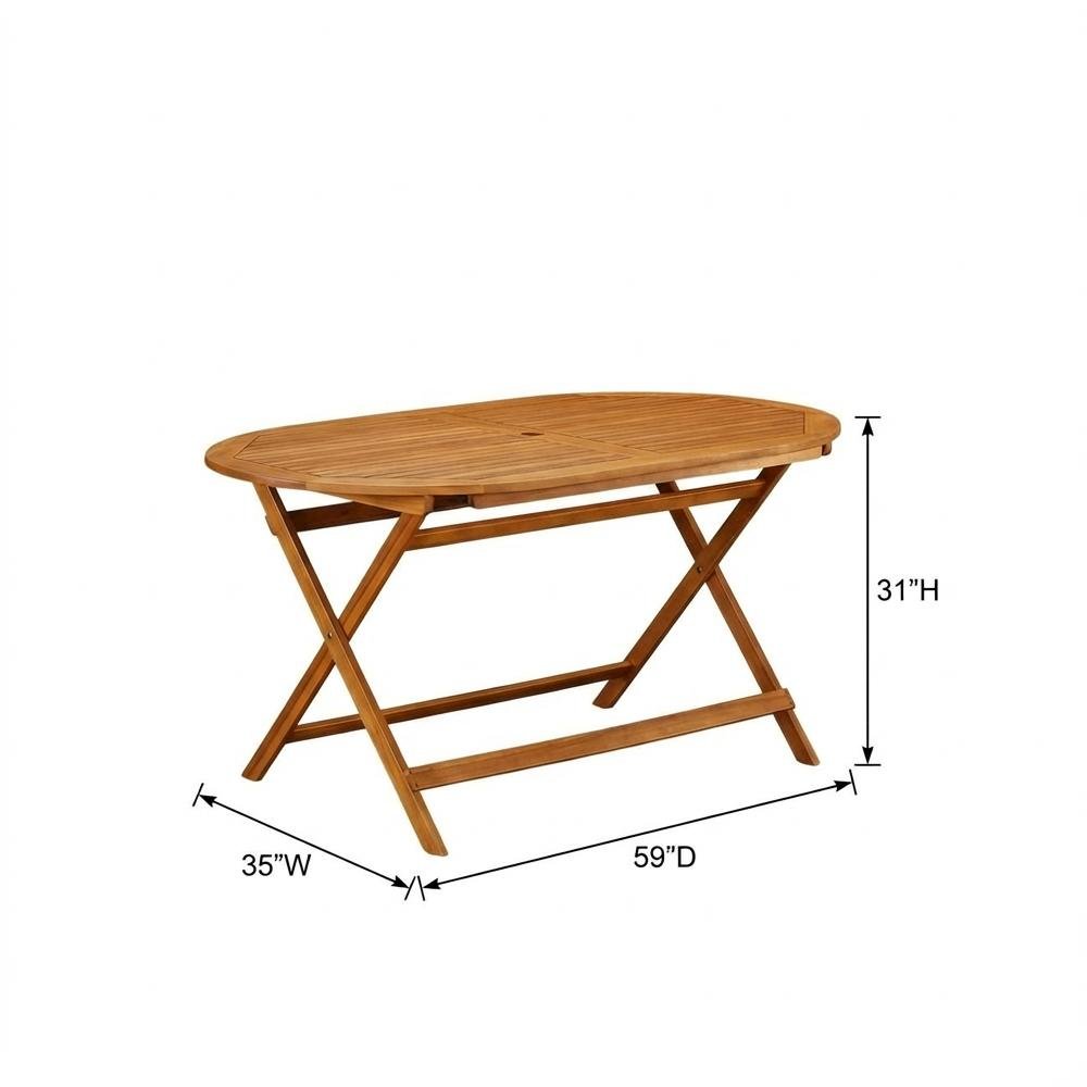 7-Piece Warm-Tone Oil Patio Dining Set with Weatherproof Wood and 6 Chairs