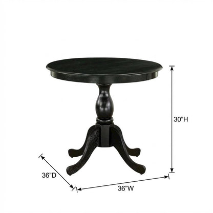 Black Round Pedestal Dining Table, Traditional Style, Seats 4
