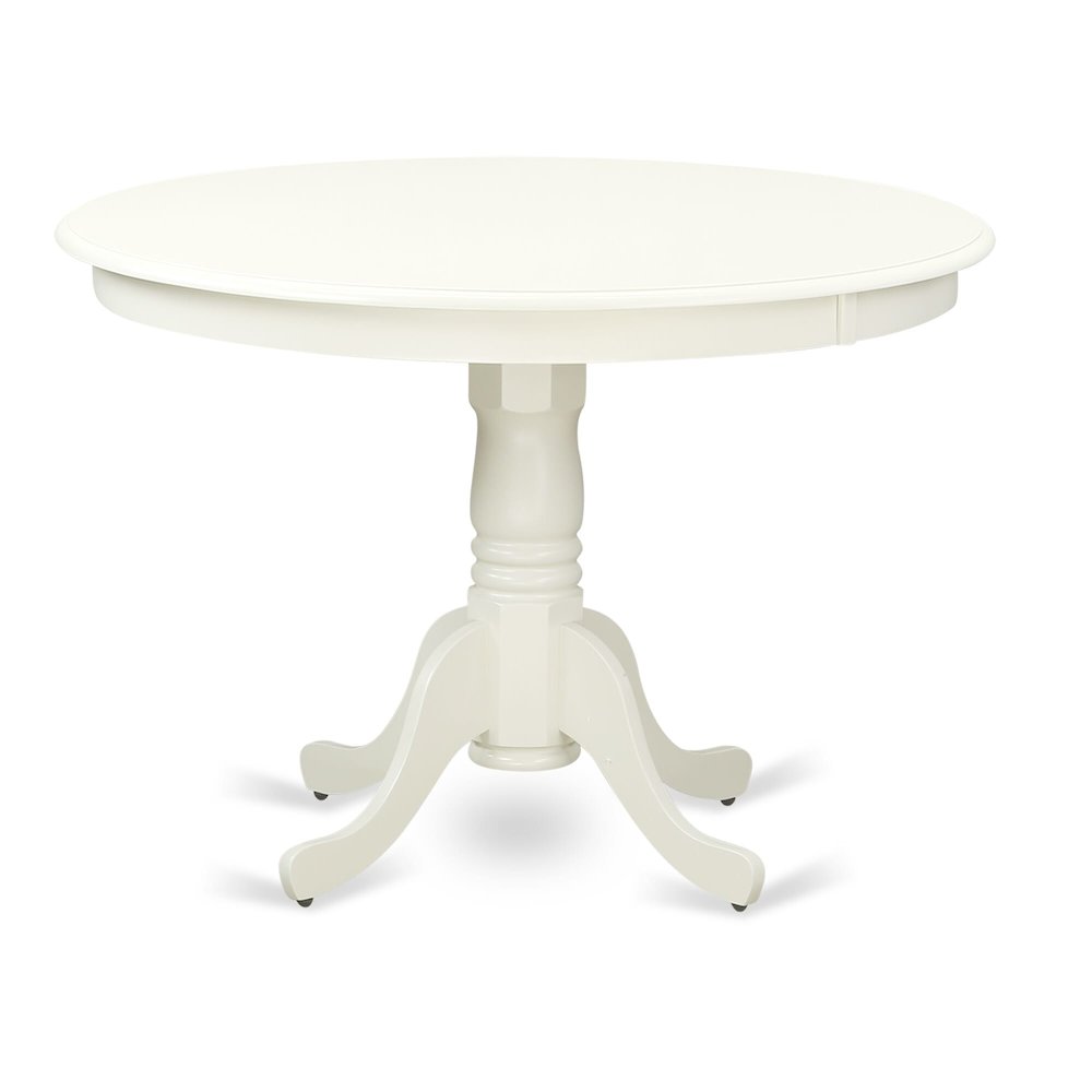 5  Pc  set  with  a  Round  Dinette  Table  and  4  Wood  Dinette  Chairs  in  Linen  White