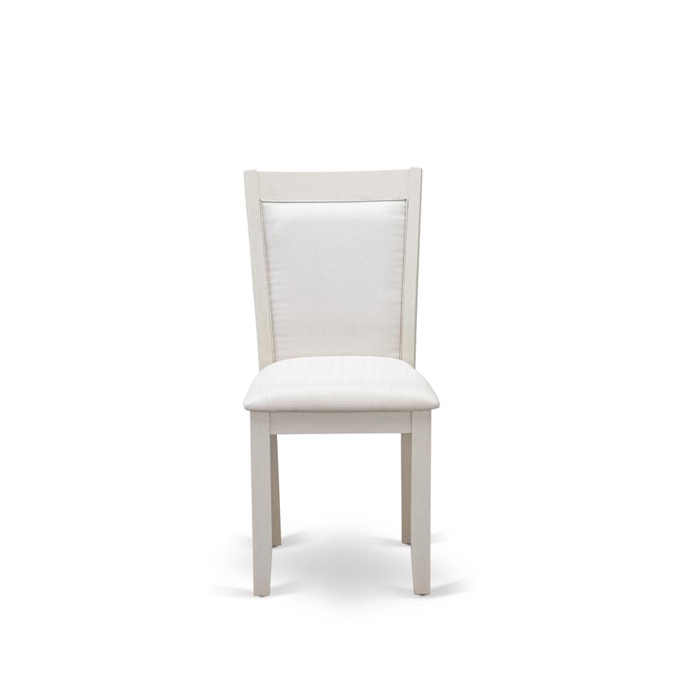 X027MZ001-7 7-Pc Kitchen Table Set Includes a Wood Dining Table and 6 Cream Parson Chairs - Wire Brushed Linen White Finish