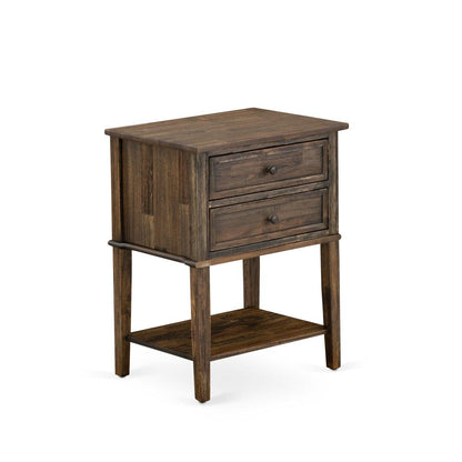 GB28F-1VL07 2-Piece Platform Bedroom set with Full Bed and Distressed Jacobean Night Stand - Brown Faux Leather and Black Legs
