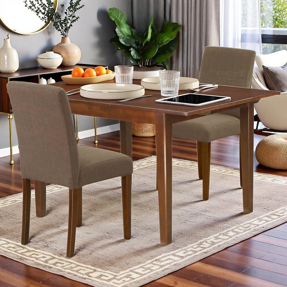 Solid Wood Drop Leaf Dining Table and Chairs for Small Spaces, Brown