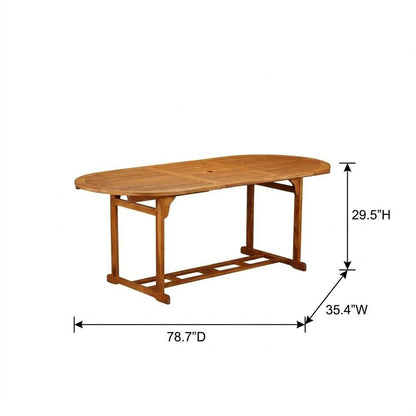 Oil-Finish Wooden Patio Set with Dining Table and 8 Outdoor Chairs