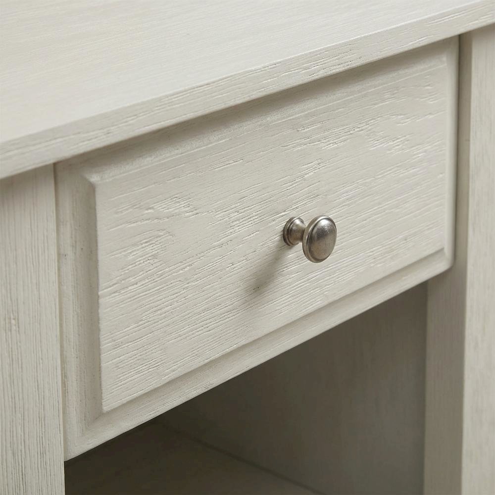 Small Night Stand with Modern Drawer and Sturdy Build in Butter Cream Finish